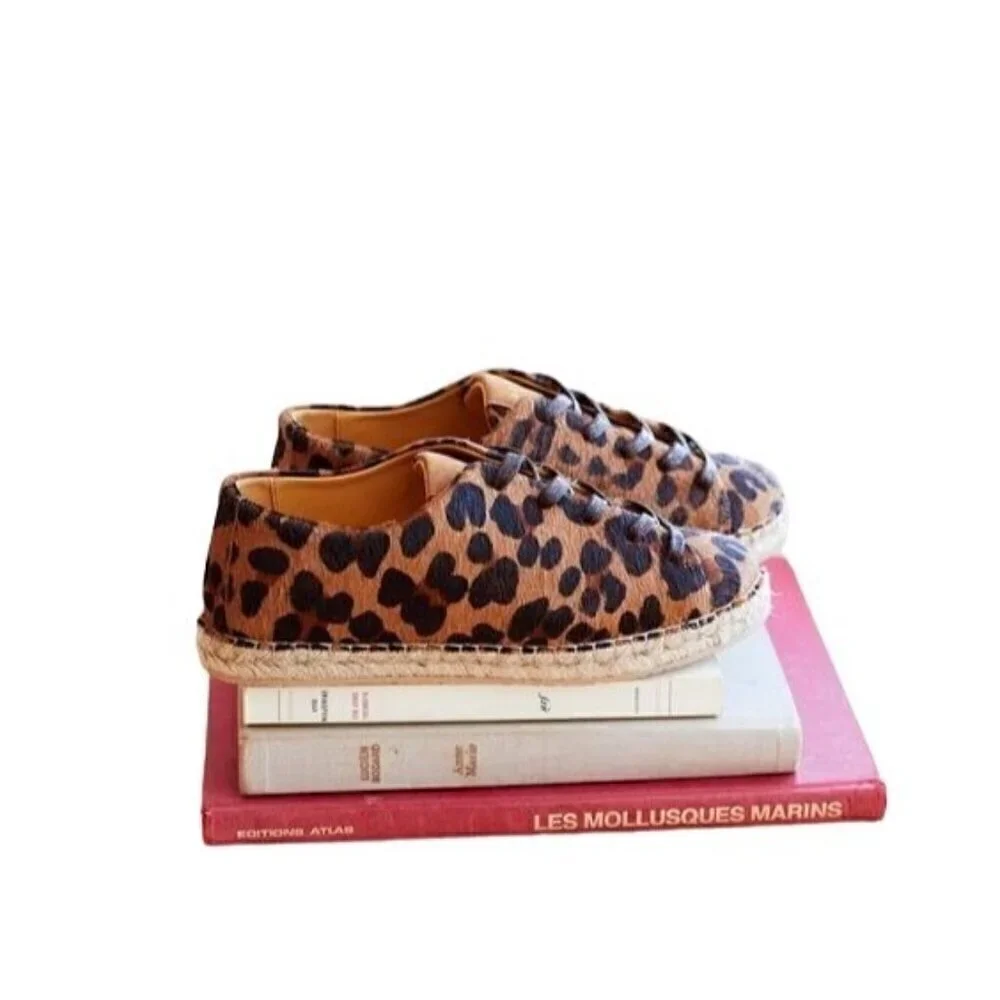 Sezane Julie Espadrilles Sneakers in animal print pony hair Size 38EU/FR